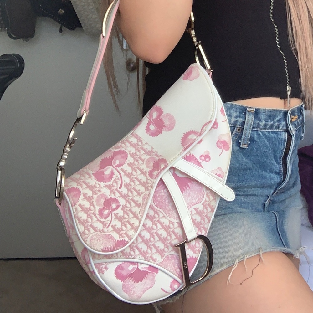 RARE Pink Christian Dior Saddle Bag